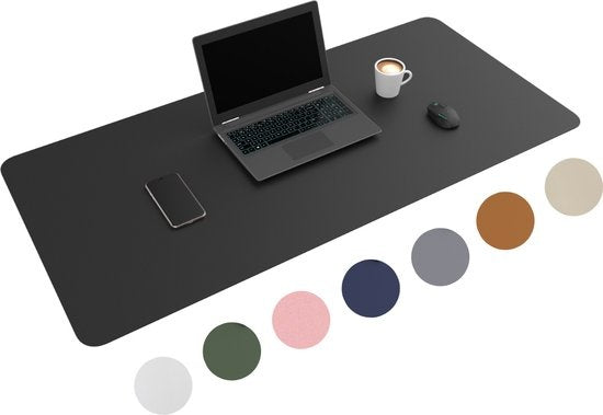 WURK Professionele Bureau Onderlegger Kunstleer – Bureau Organizer – Bureau Accessoires – Muismat XXL– Inclusief Kabel Clip – 120x60 – Zwart