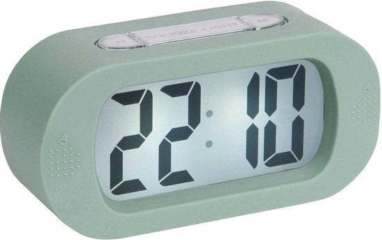 JAP AP17 digitale wekker - Stevige alarmklok - Met snooze en verlichtingsfunctie - Beschermhoes van rubber - Pastelle Groen