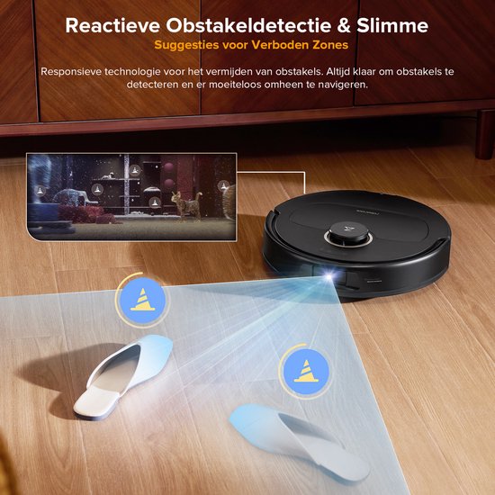 Roborock Qrevo S5V-Robotstofzuiger met dock-12000 Pa zuigkracht-FlexiArm-dweilen-Reactief obstakel vermijden-Dubbele anti-klitfunctie-Warmeluchtdroging-Obstakelvermijding en slimme navigatie-Zwart
