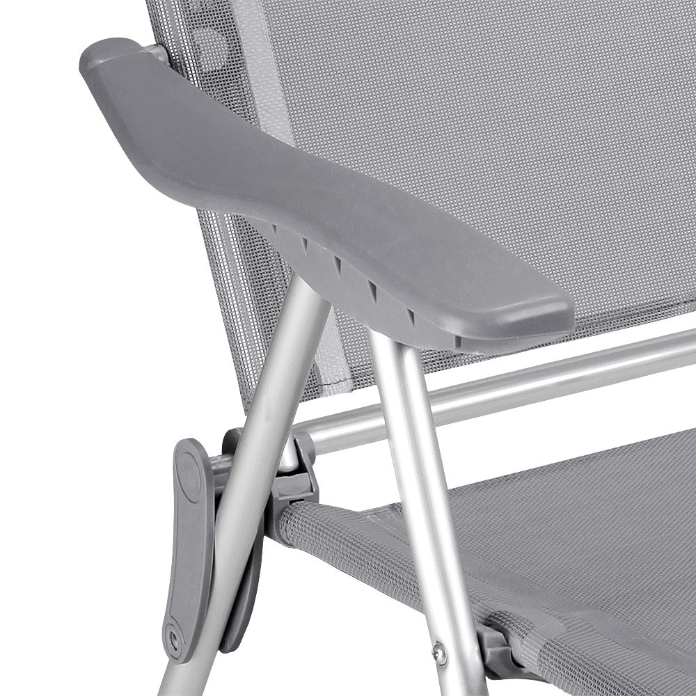Casaria - Aluminium Tuinstoel 2 Stuks - 7-voudig Verstelbaar - Grijs
