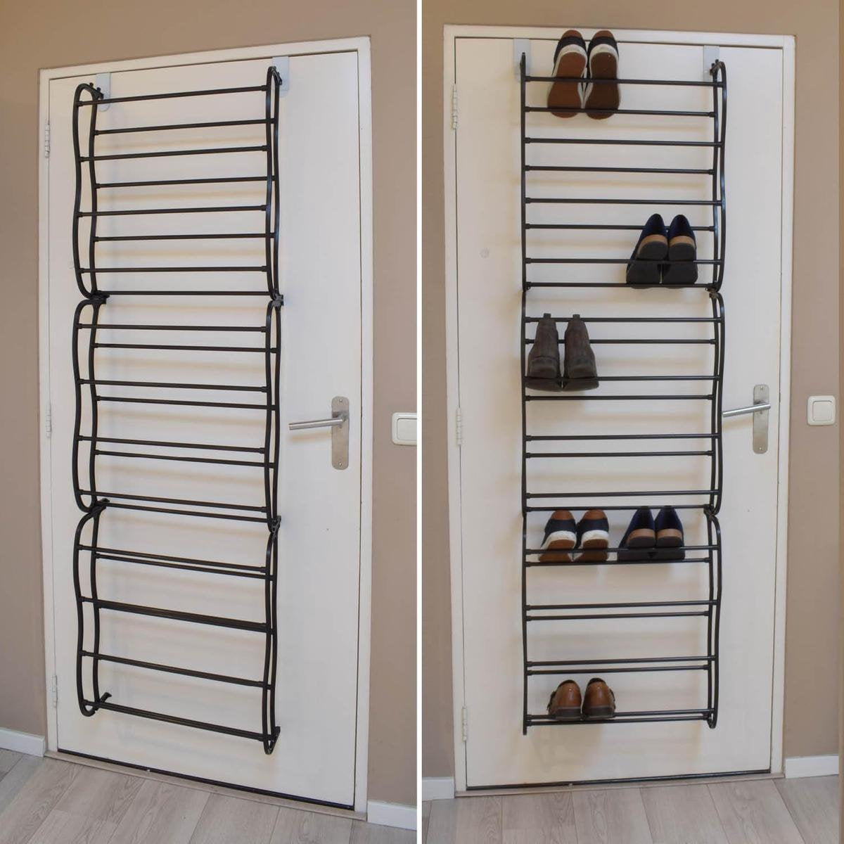 O'DADDY® hangend schoenenrek deur - Geschikt voor opdek en stompe deuren – 20 x 51 x 182 cm - Zwart
