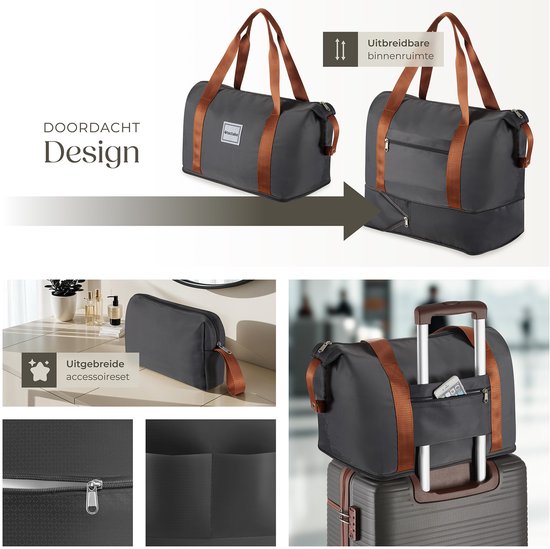 tectake® Kofferset - 13-delige Reisset - Koffers - Koffer set - Bagageset Inclusief Handbagage Koffer, Ruimbagage Koffer Groot, Reistas, Toilettas, Accessoiretas - Trolley met TSA slot - Antraciet