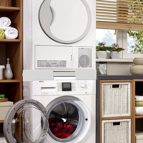 Vonia Tussenstuk wasmachine droger - Stapelkit wasmachine droger - Universeel - Verstelbaar - Wit