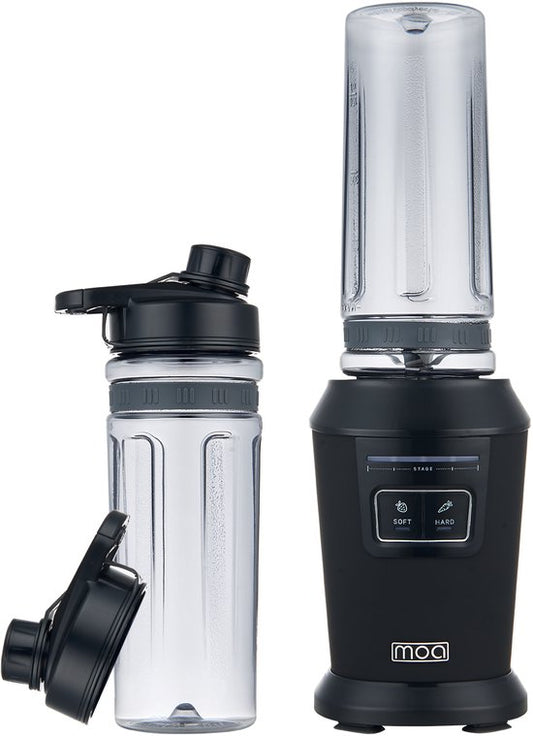 MOA Blender - Smoothie Maker met 2 Tritan Bekers van 600ml - Mini Blender To Go - 800W - RVS - Zwart