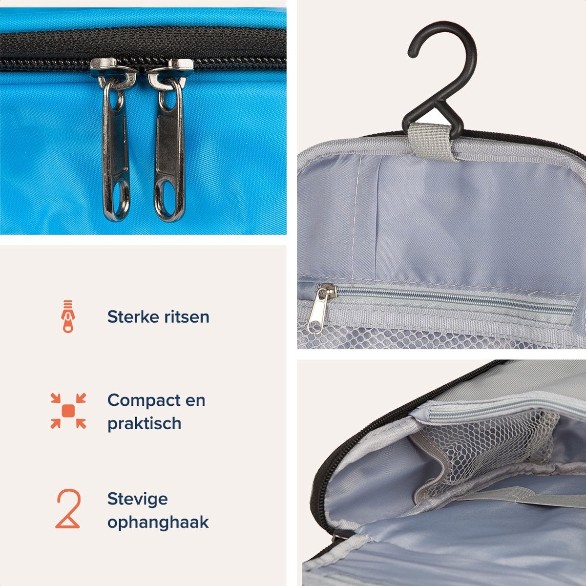 TRVLMORE Toilettas - Hangend met Haak - Unisex - Lichtblauw