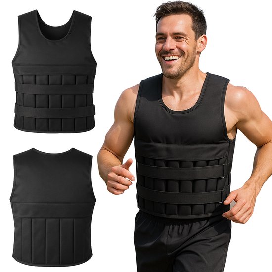 Fitby Verstelbaar Gewichtsvest 10KG - Weighted Vest - Gewichtsvesten - Gewichten - Krachtraining & Crossfit - Cardio - Geschikt vanaf maat L - Zwart