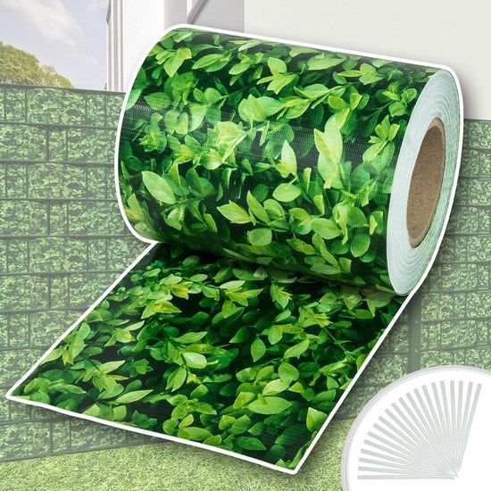 tectake Privacyfolie voor hek/tuinscherm - 70 meter - 19 cm hoog - buxus - 401882
