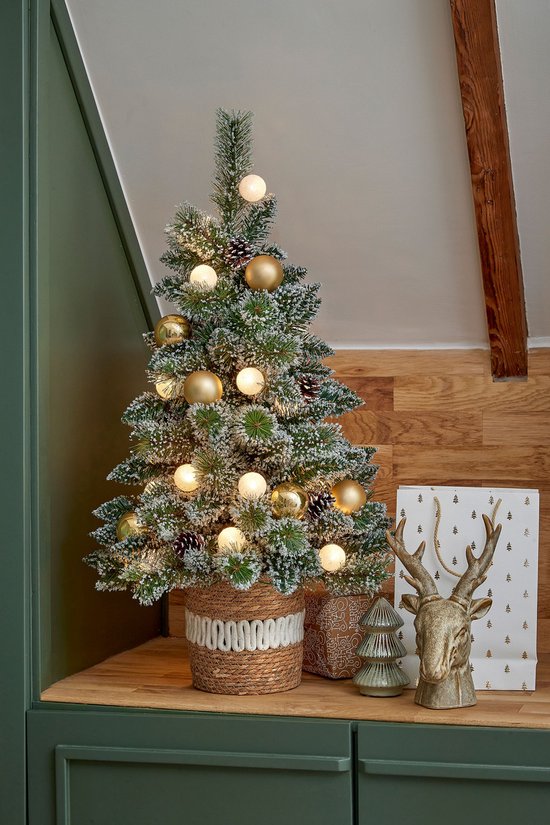 Black Box Trees Kunstkerstboom Kaprun met Versiering H90 x D61 cm - Kunstboom met Pot - Kunst Kerstboom voor Binnen - 120 Tips - Groen