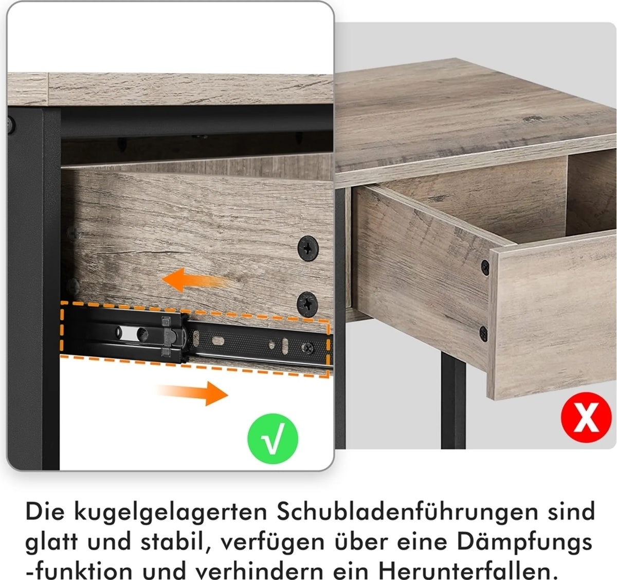 Yaheetech Wandtafel 80x29,5 cm met Schuiflade en 2 Legplanken – Grijs – MDF en Metaal
