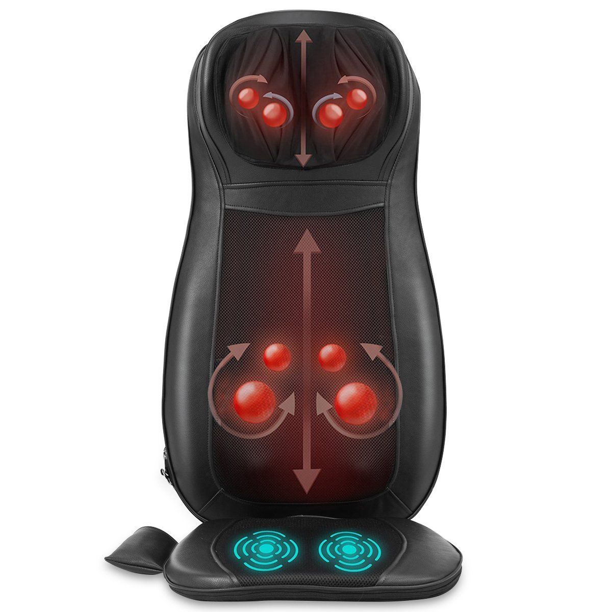 Coast Massagestoelhoes Shiatsu Zwart – 78 x 46 x 19 cm – 3 Massagezones – Met Warmtefunctie