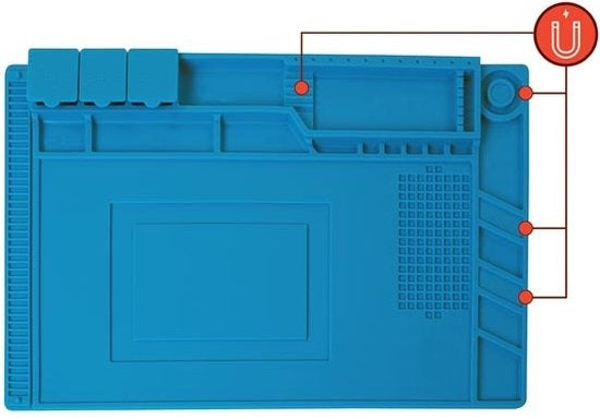 Velleman Silicone soldeermat, 450 x 300 mm, blauw