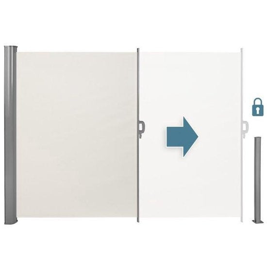 tectake - Uitschuifbaar aluminium windscherm tuinscherm 180 x 300 cm beige 401529