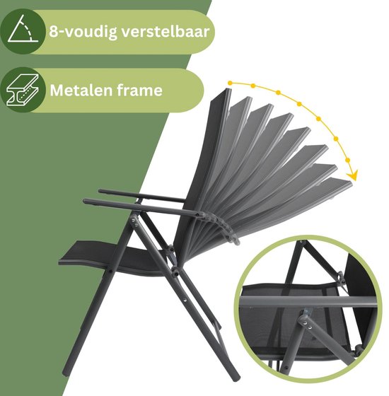 Albatros Aruba Tuinstoelen Set van 2 - Opvouwbare Tuinstoelen met Robuust Metalen Frame en Hoog Draagvermogen - Comfortabele Opvouwbare Stoelen ook als Terrasstoelen of Balkonstoelen