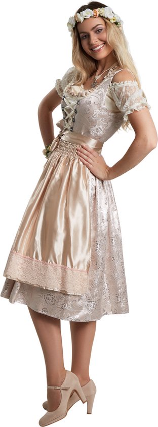 Dressforfun Midi-Dirndl Traunstein model 2 XL - verkleedkleding kostuum halloween verkleden feestkleding carnavalskleding carnaval feestkledij partykleding - 304633