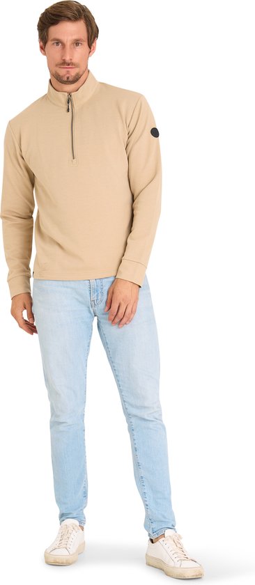 Mario Russo Pique Longsleeve Shirt - Trui Heren - Sweater Heren - Coltrui Heren - XL - Beige