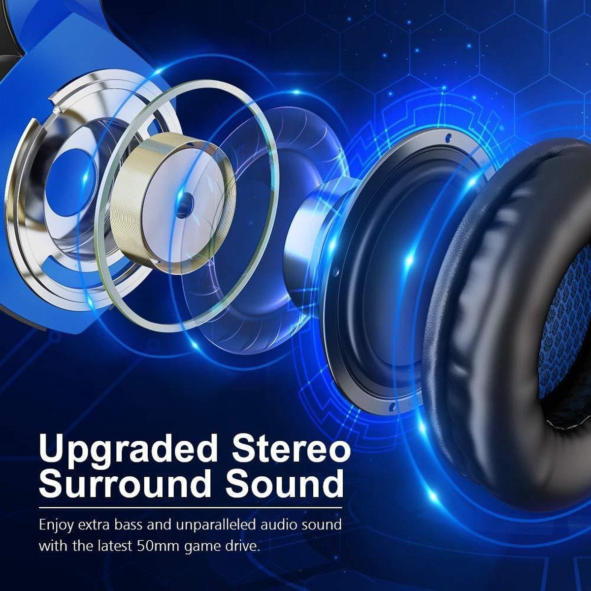 KOTION EACH G2000 gaming-headset - Zwart/Blauw - Geschikt voor PS4, Xbox One, Switch & Windows