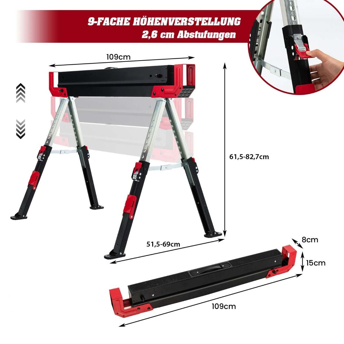 Coast Schragen - Set van 2 - In Hoogte Verstelbaar - 61,5–82,7 cm