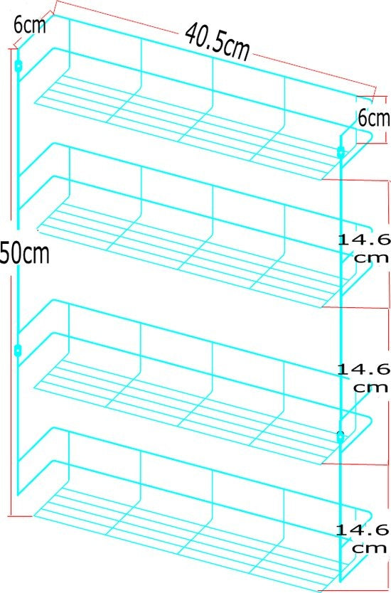Kruidenrek Ophangbaar - voor 32 Kruidenpotjes - 4 etages Kruidenorganizer - 405x60x500mm - Metaal Chroom