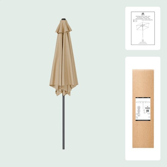 LifeGoods Parasol - Tuin - Ø270 cm - 30° Kantelbaar - Waterdicht - Taupe