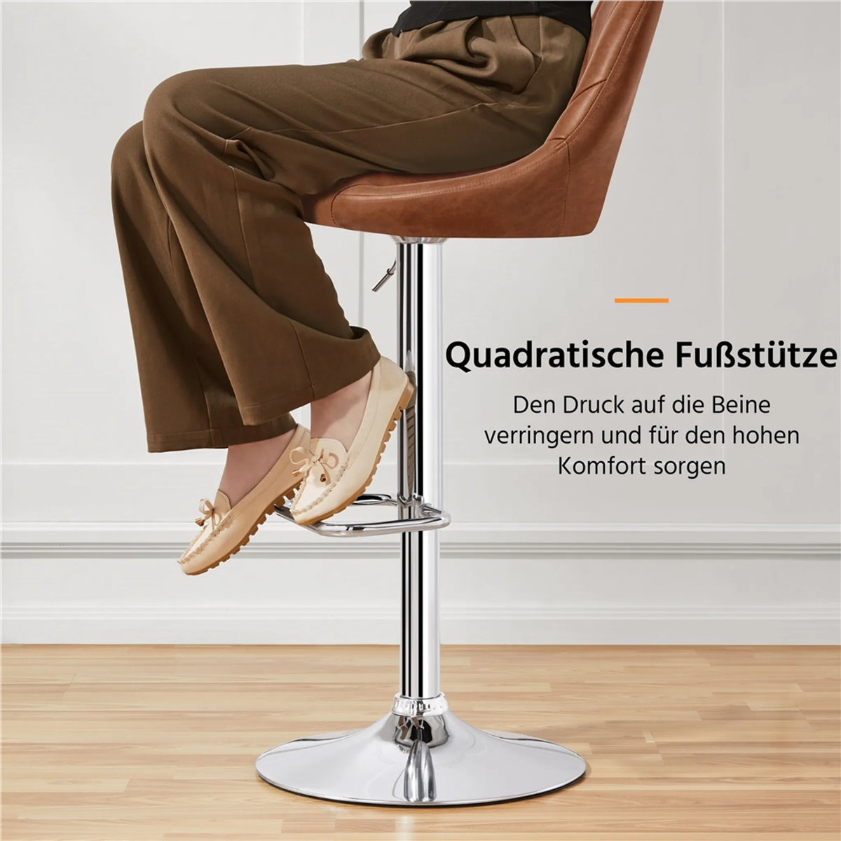 Yaheetech Set van 2 Verstelbare Barhocker / Barstoelen 86-107,5 cm – Sfeervol Bruin – Kunstleder en Metaal