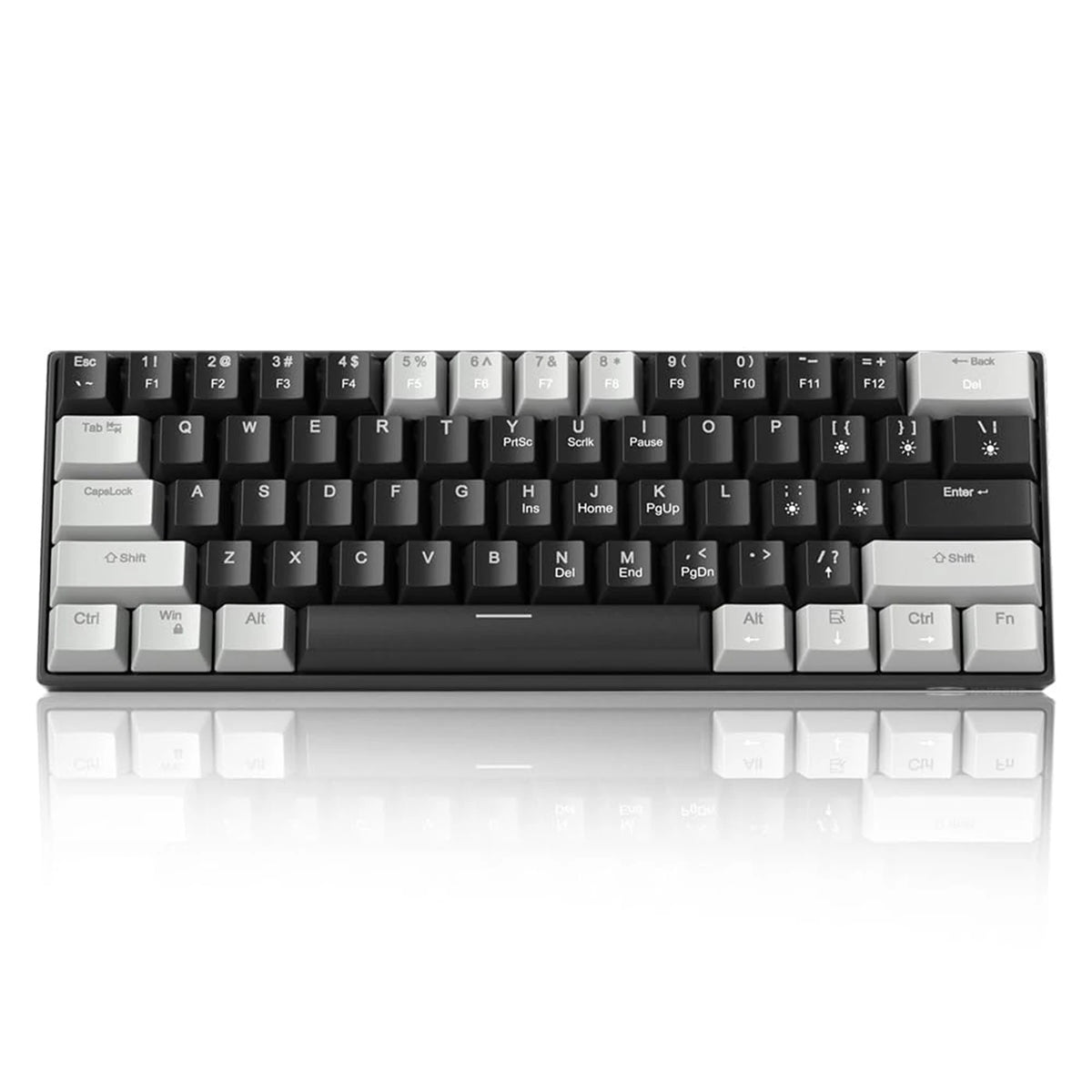 MageGee STAR 61 Mechanisch Gamingtoetsenbord - 60% - 61 Toetsen - Blauwe LED-verlichting - Rode Switches - USB-C - Grijs/Zwart/Rood