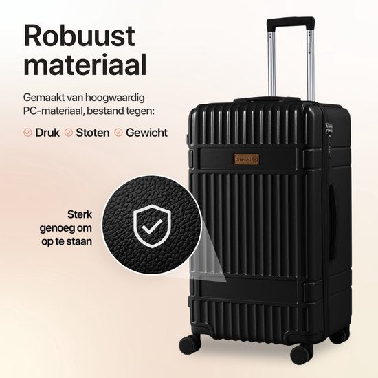 SKYCASES Trunk Reiskoffer – Classic Heritage – Extra Grote Koffer – 110L – TSA Slot – Lichtgewicht Trolley – 78x44x36 cm – Trunk Rolkoffer – Spinner Wielen – Zwart
