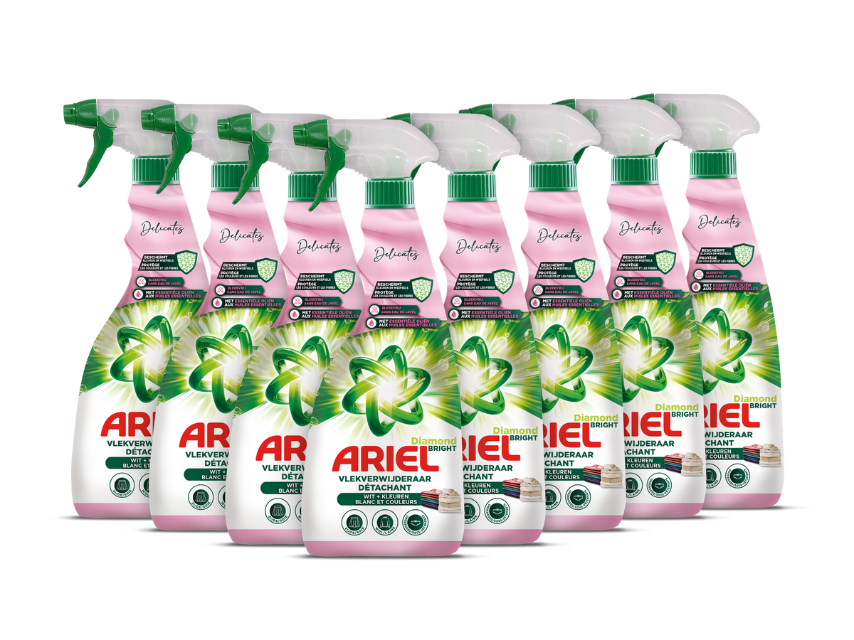 Ariel Delicate & Wool Vlekkenverwijderaar Spray – 8 x 750 ml – Voor Wol, Zijde en Gekleurde Kleding