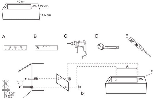 Differnz Hura L Fonteinset - Toiletfontein van Keramiek - Geschikt voor Warm en Koud Water - Kleur Wit - Ideaal voor Toilet of Badkamer - Afmetingen 40 x 22 x 11,5 cm - Gewicht 6000 Gram