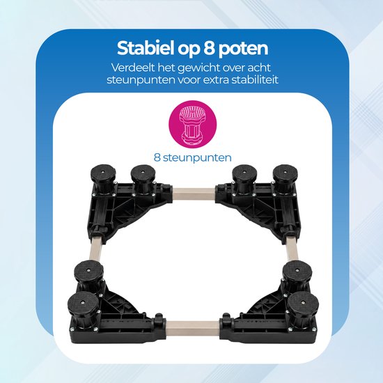 Roegaarden Wasmachine Verhoger - Anti-Trilling - Verstelbaar - 8 Poten Stabiliteit - Gemakkelijk te installeren