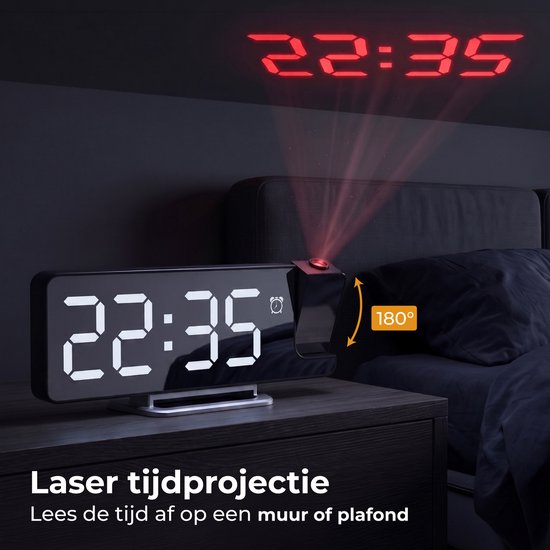 Nuvance Digitale Wekker met Projectie - Digitale Klok Slaapkamer - Snooze Functie - Wekkers Digitaal - Alarmklok