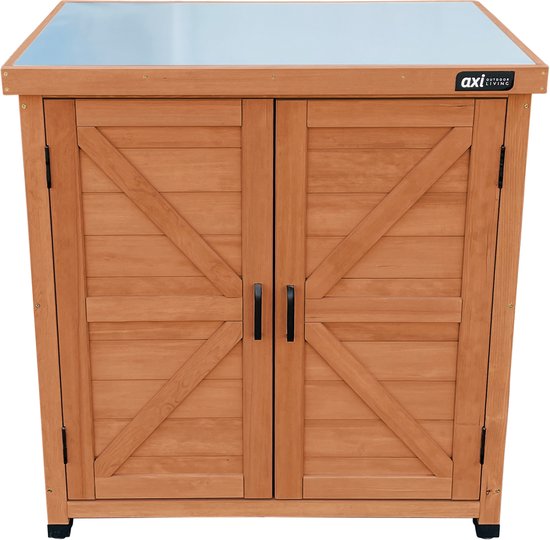 AXI Felix houten opbergkast – Tuinkast van FSC Hout - Magnetisch sluitsysteem - Verstelbare poten - 80x45x93cm - Coffee Bruin