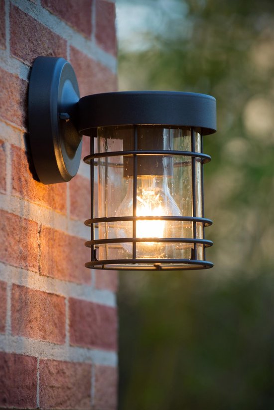 Lucide KEPPEL - Wandlamp Binnen/Buiten - 1xE27 - IP23 - Zwart
