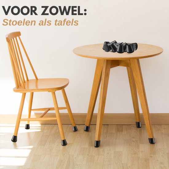 Vaive Stoelpoot Beschermers Rond met Vilt – 24 Stuks – Stoelpootdoppen Ø24-30 mm – Vloerbescherming voor Stoelen - Zwart