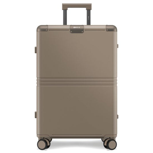 ONYX Hybrid Pro Check-in Koffer Medium 70 Liter - Gerecycled Polycarbonaat en Ritsloos Design - Reiskoffer met TSA slot en Spinner wielen - Lichtgewicht Trolley met Laptopvak - Desert Clay