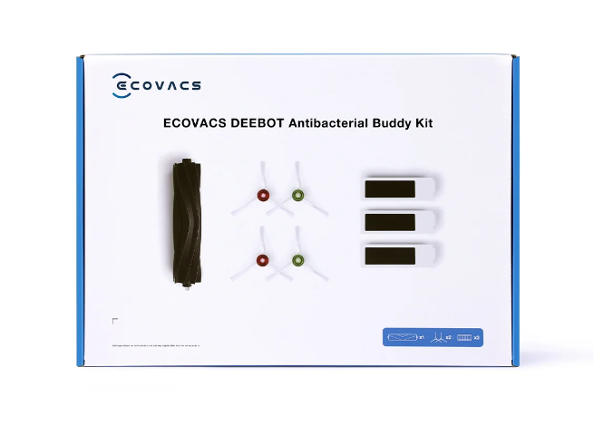 DEEBOT Antibacterial Buddy Kit T20 OMNI - 1x Rubberen Borstel - 2 Sets Zijborstels - 3 Sets Antibacteriële Filters