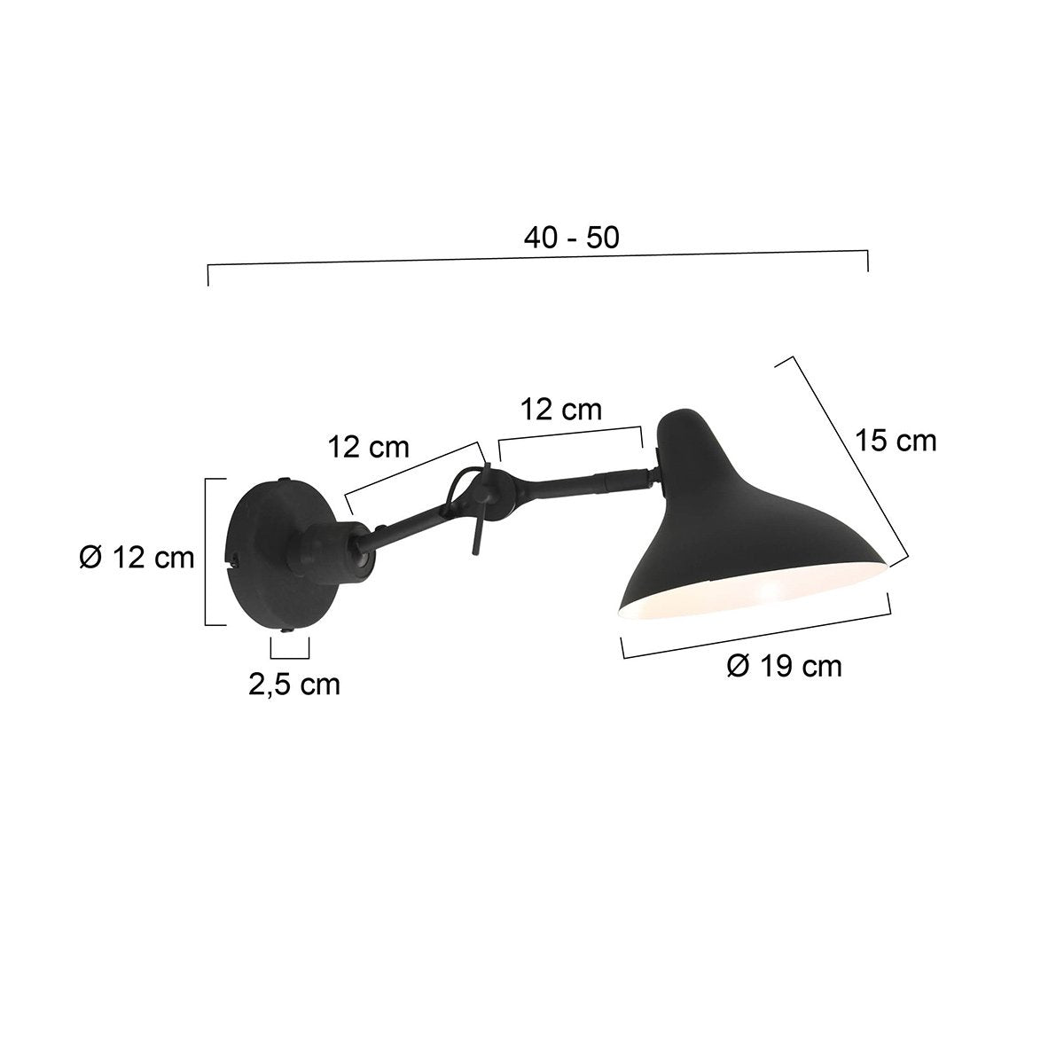 Wandlamp Anne Light & home Kasket - Zwart