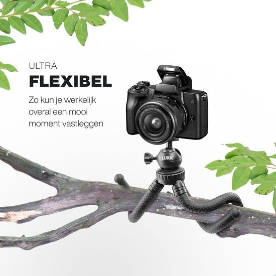 LURK® 3 in 1 Flexibele Octopus Tripod statief voor smartphone & (actie)camera - Incl. telefoonklem en bluetooth afstandsbediening  - 25 cm