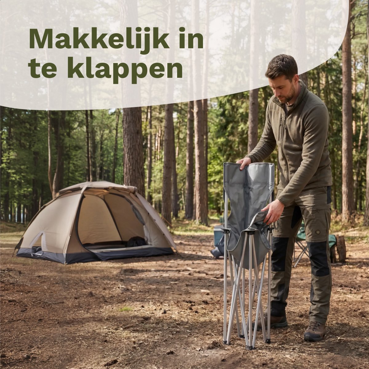 TRVLMORE Campingstoel - Opvouwbaar - 120KG Draagvermogen - Incl. Draagtas - Klapstoel - Visstoel - Kampeerstoel - Vouwstoel - Grijs