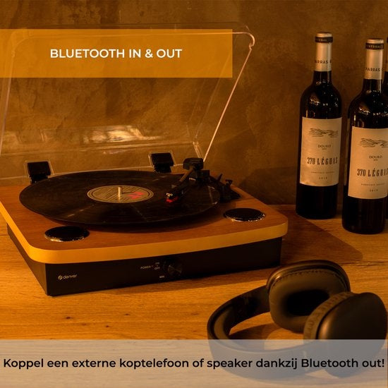 Denver Platenspeler Dual Bluetooth - Ingebouwde Speakers - USB - Retro - Hout - VPL230LW