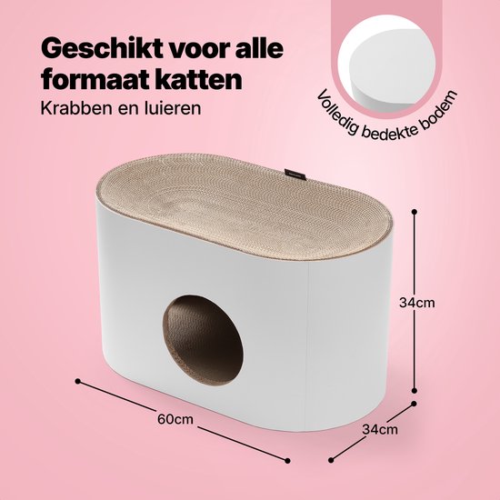 Jake and Jacky Krabkarton voor Katten - Kattenhuis Karton - Krabpaal Karton - Krabmand - Krabplank - Krabmeubel - Kartonnen Krabmat - Kattenmand - Kattenbed - 60x34x34cm