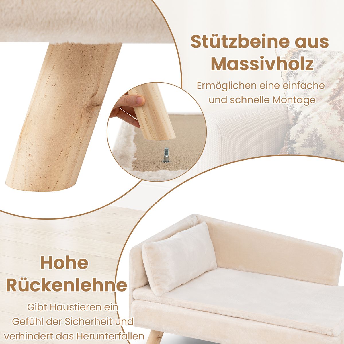 Coast Huisdierensofa - verhoogd ontwerp - voor kleine en middelgrote honden en katten - wit