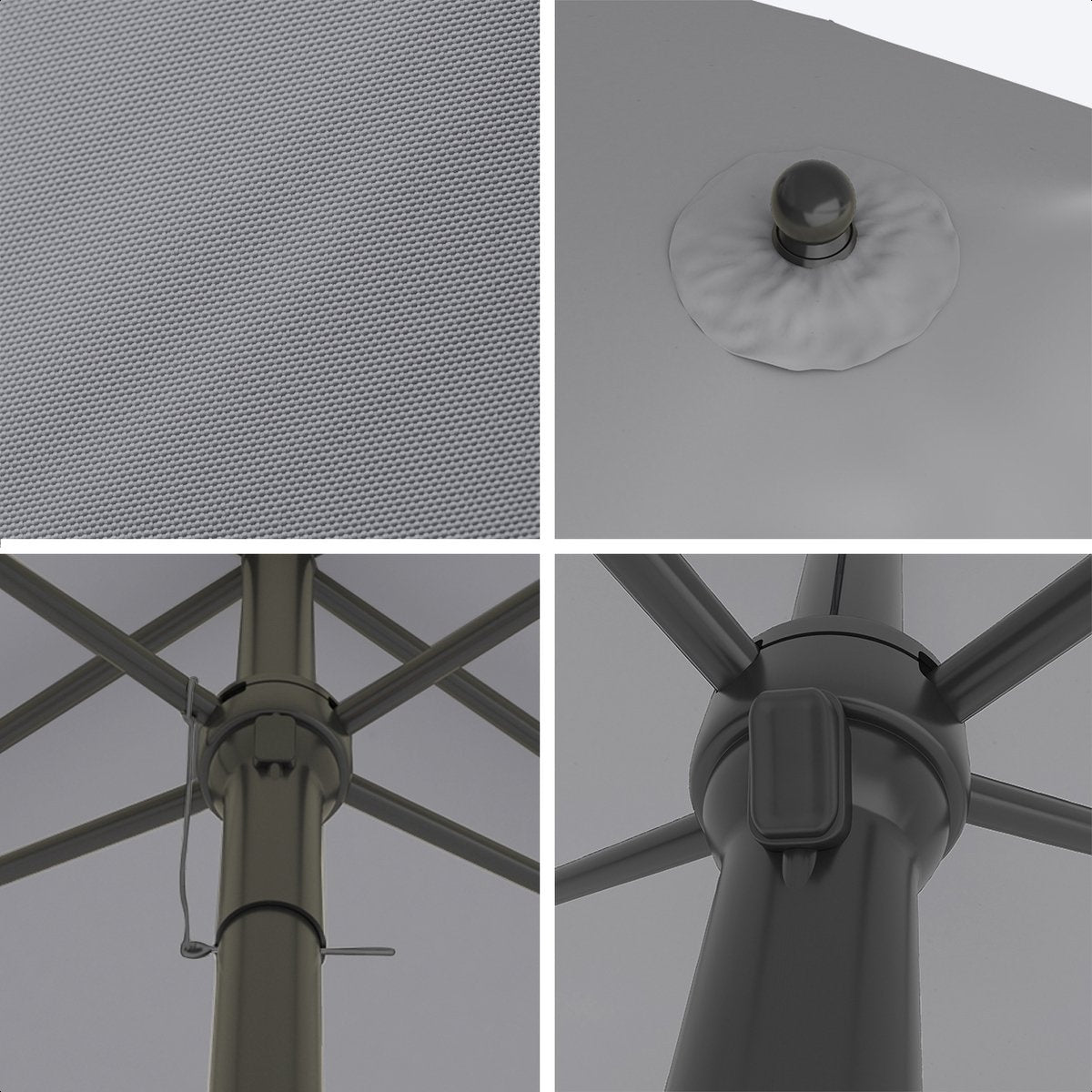 LifeGoods Parasol Vierkant – Incl. Hoes – 30° Kantelbaar – Donkergrijs – Verstelbaar tot 235 cm  - Zonder hoes Zwart