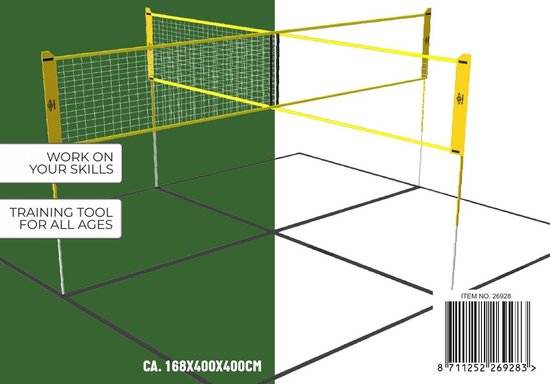 Umbro Sportnet - Spelletjes Set - 168 x 400 CM - 4 Vakken - Volleybalnet - Badminton - Voetvolley - Crossnet - Zwart/Geel