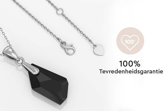 Yolora Dames Ketting met Hanger – Zilver Kleurig 18K Witgoud Verguld – Met Zwart Kalpa Camaka Kristal – Inclusief Luxe Cadeauverpakking – Perfect Moederdag Cadeau