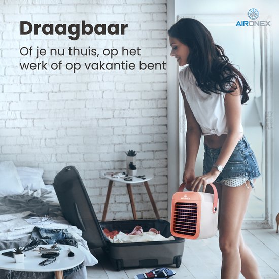 Aironex Draagbare Aircooler – Draadloos – Met Watertank – Luchtbevochtiger Functie