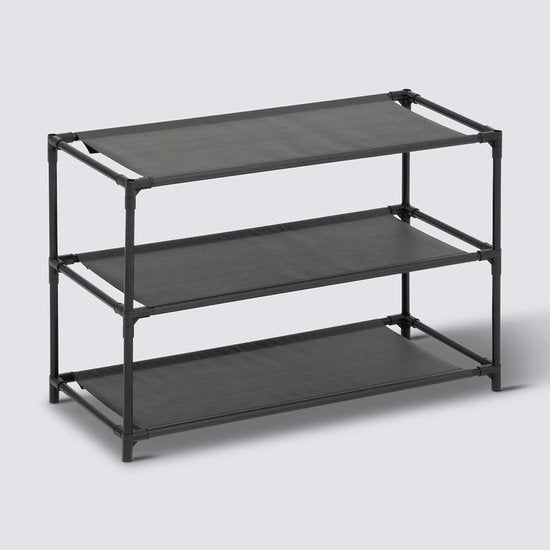 5Five Schoenenrek Intissa - 3-laags - metaal/kunststof - 57 x 25 x 39 cm - voor 9 paar schoenen - zwart