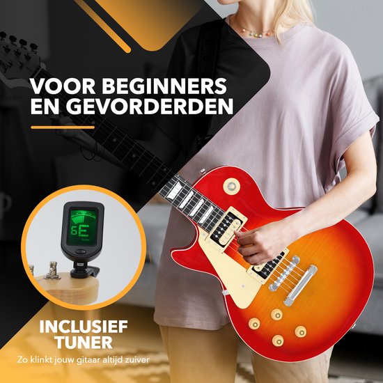 Finesse Elektrische Gitaar met Versterker Rood/Oranje
