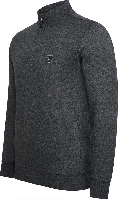 Cappuccino Italia - Heren Sweaters Zip Sweater Antraciet - Grijs - Maat XXL