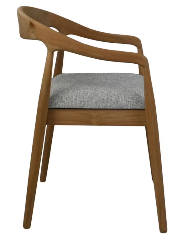 Hsm Collection Modena Eetkamerstoel - Teak en Grijs – Tijdloos Design – 55 × 41 × 78 cm
