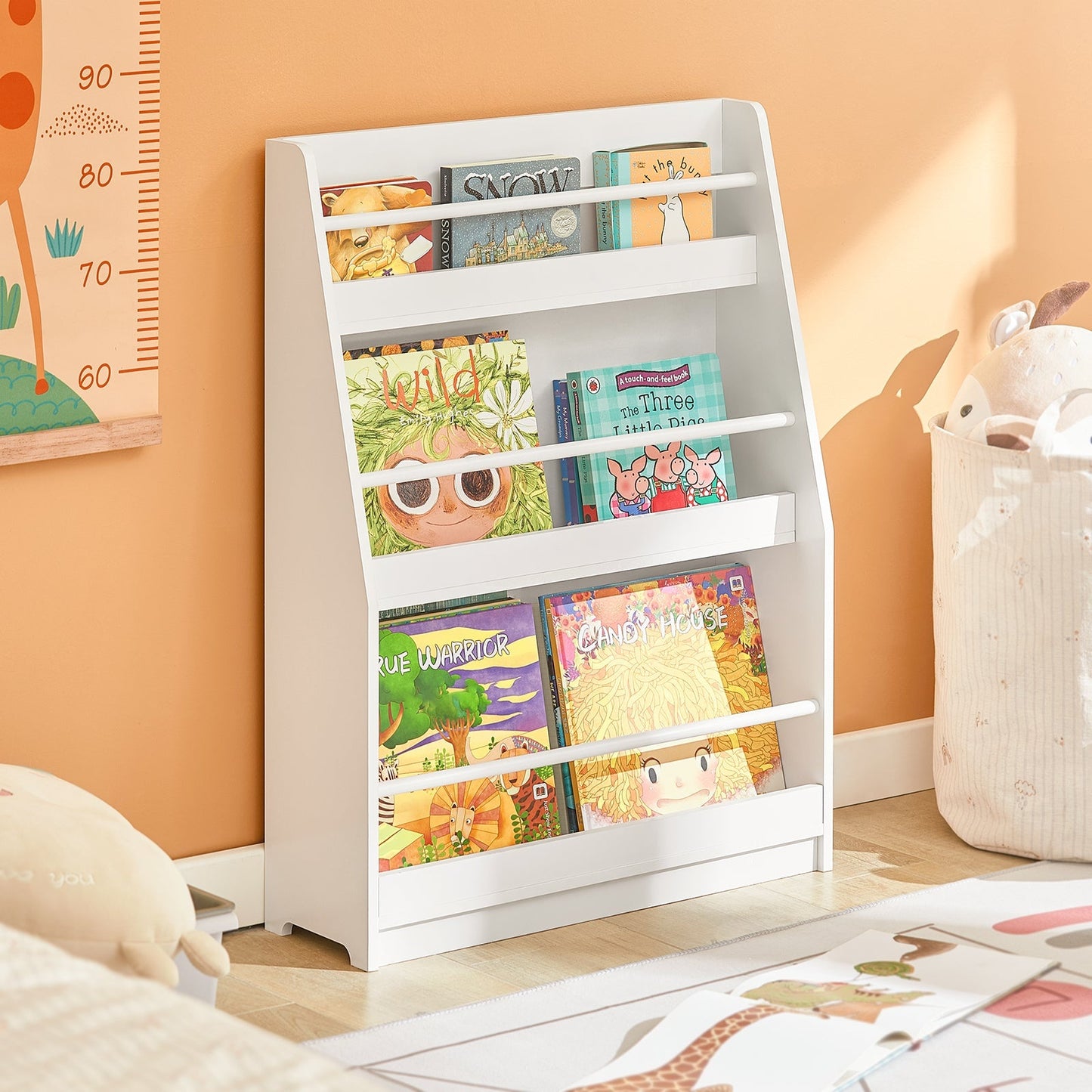 SoBuy Kinderboekenkast - 4 Planken - Max. 15 kg per plank - 58 x 18 x 81 cm - Wit
